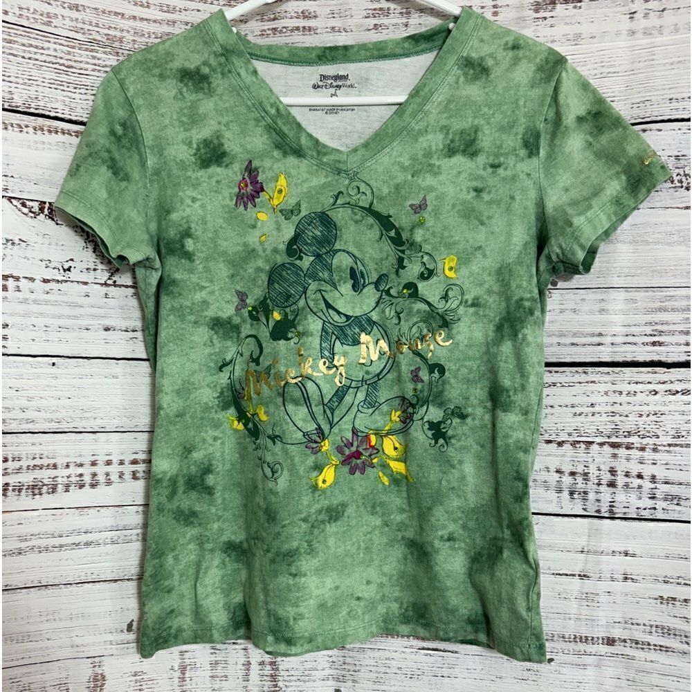 Walt Disney World T-shirt Womens L Disneyland‎ Tie Dye Mickey Floral Art sketch